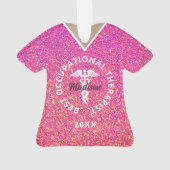 職業パーソナライズされたセラピストピンクグリッター オーナメント (裏面)