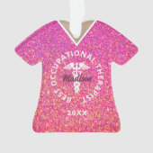 職業パーソナライズされたセラピストピンクグリッター オーナメント (正面)
