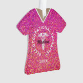 職業パーソナライズされたセラピストピンクグリッター オーナメント (正面)