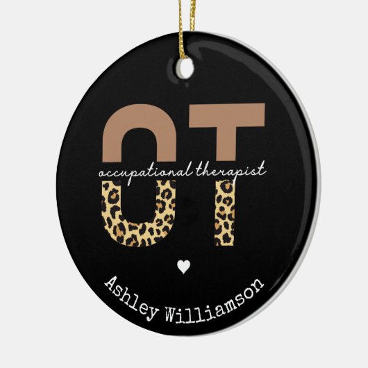 職業パーソナライズされたセラピストOTギフト セラミックオーナメント (左)