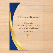 職業パーソナライズされた-エレガント金ゴールドと青 アクリル招待状 (正面)