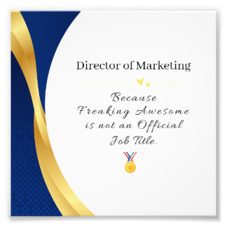 職業パーソナライズされた-エレガント金ゴールドと青 フォトプリント           