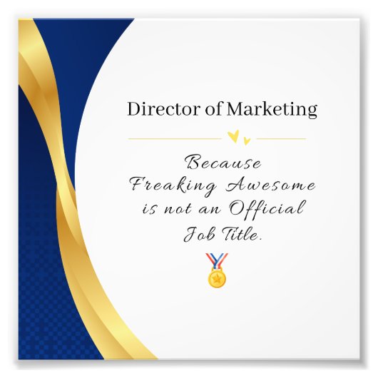 職業パーソナライズされた-エレガント金ゴールドと青 フォトプリント            (正面)