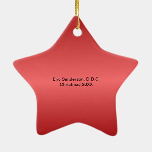 職業歯科医の専門の男性のパーソナライズ セラミックオーナメント (裏面)