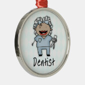 職業歯科医プロフェッショナル女性 メタルオーナメント (右)