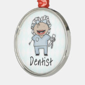 職業歯科医プロフェッショナル女性 メタルオーナメント (左)