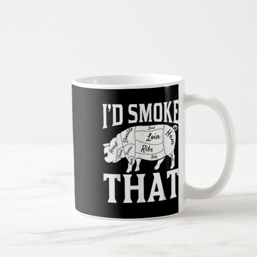 肉おもしろいの燻製のBbqシェフIdおもしろい煙バー コーヒーマグカップ (右)