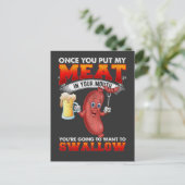 肉おもしろい好きBBQ用バーベキューソーセージ ポストカード (スタンド正面)