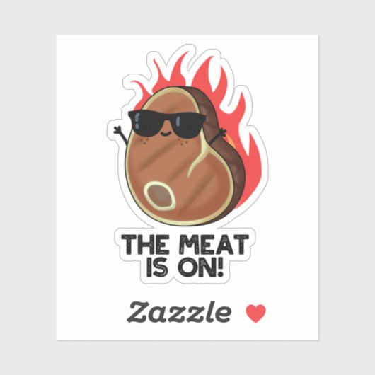 肉がステーキおもしろいパンに乗っている シール (シート)