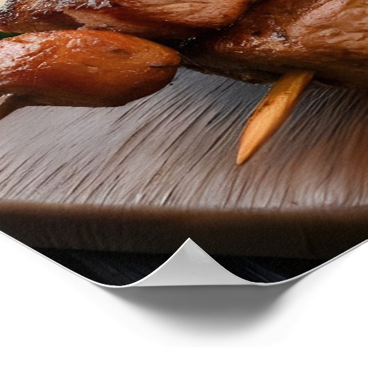 肉と野菜のグリルが入った心地良いシッシュケバブ ポスター (角)