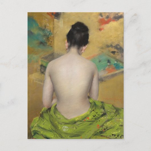 肉と金ゴールドの勉強 | ウィリアムメリットチェイス ポストカード (正面)