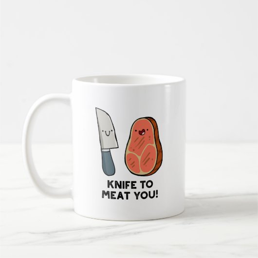 肉にナイフPunマグカップ コーヒーマグカップ (左)