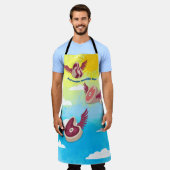 肉の飛んでいる天使の美しい肉料理焼き エプロン (着用した状態)