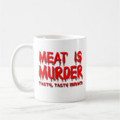 肉は殺人です 面白いマグカップ 冗談 コーヒーマグカップ (左)
