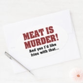 肉は殺人！ フライドポテトもお願いします 楕円形シール (封筒)