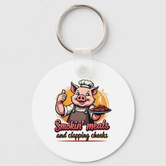 肉を吸って頬を叩くおもしろいB キーホルダー (正面)
