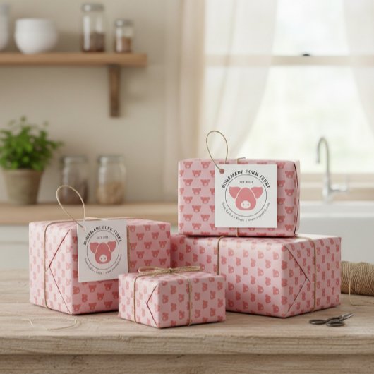 肉カスタム事業の豚ヘッドシルエット ラッピングペーパー