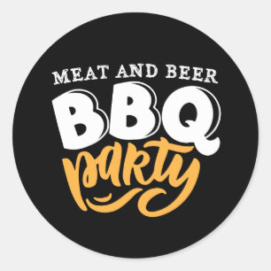 肉クールビールBBQパーティーワードアート ラウンドシール