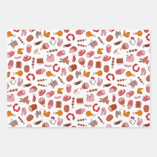 肉シーフード農家市場の家禽在庫 ラッピングペーパーシート (正面)