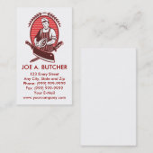肉ナイフおよびとぎ器を持つ肉屋 名刺 (正面/裏面)