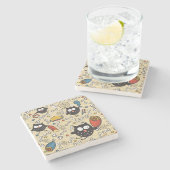 肉パターンを持つフクロウ ストーンコースター (横)