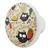 肉パターンを持つフクロウ セラミックノブ (右)