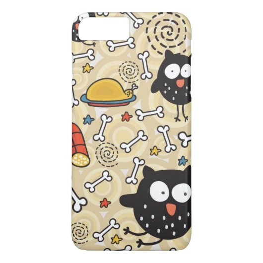 肉パターンを持つフクロウ Case-Mate iPhoneケース (裏面)