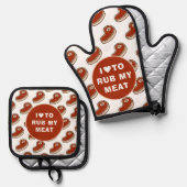 肉モダンを擦るのが大好き白文字 鍋つかみ&鍋敷きセット (正面/裏面)