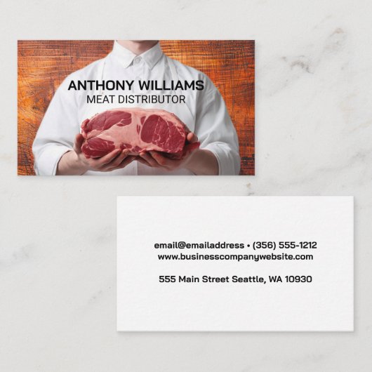 肉切りを保持する肉切り | 木製切削ボード 名刺 (正面/裏面)