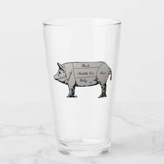 肉切りブタ図 タンブラーグラス (正面)