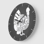 肉切り肉は時計の七面感謝してい鳥 ラージ壁時計 (傾斜)