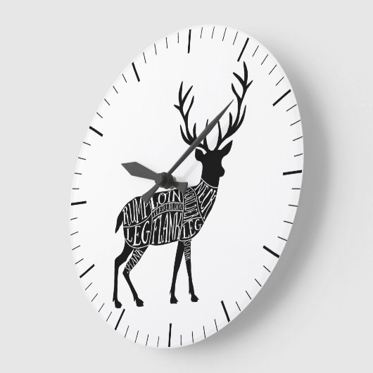 肉切り肉肉食肉時計の鹿の牡鹿のエルク ラージ壁時計 (傾斜)