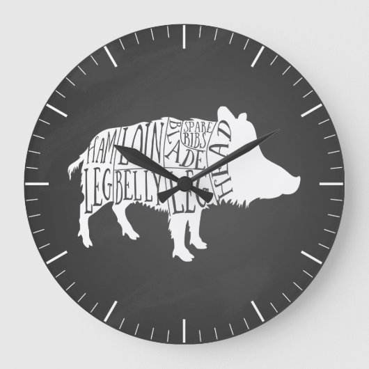 肉切り肉肉食肉食肉食肉食肉食肉食肉豚 ラージ壁時計 (正面)
