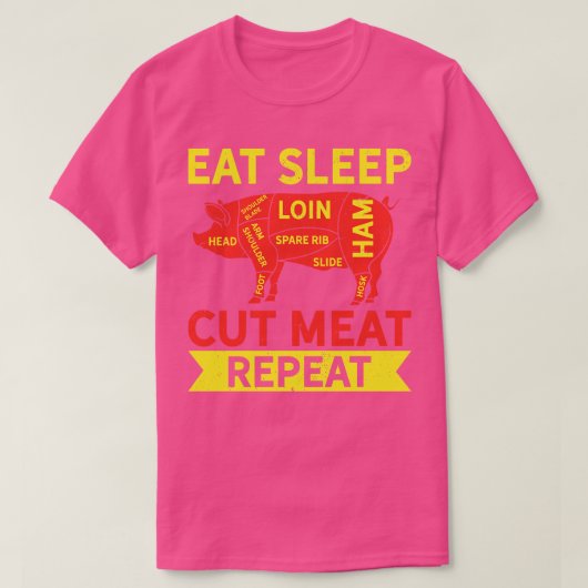 肉切り食べ肉の繰り返し Tシャツ (デザイン正面)