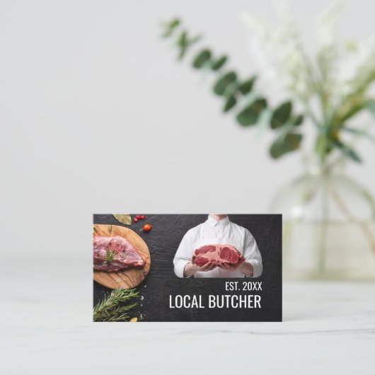 肉切り | 木のステーキ 名刺 (スタンド正面)