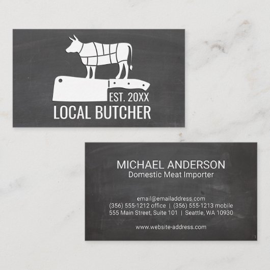 肉切り | 牛肉切りグラフ | 黒板 名刺 (正面/裏面)