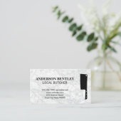 肉切り |白い大理石の背景 名刺 (スタンド正面)