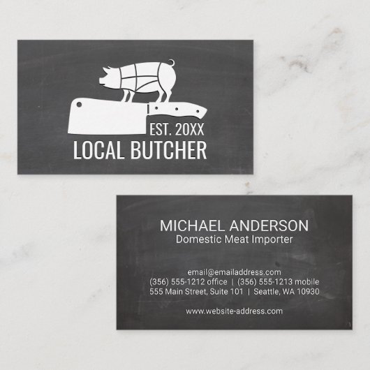 肉切り | 豚の切り取りグラフ | 黒板 名刺 (正面/裏面)