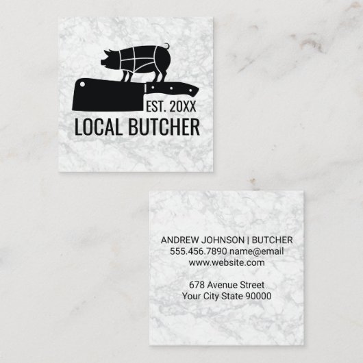 肉切り |豚肉チャートの切り取り スクエア名刺 (正面/裏面)