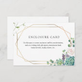 肉厚な植物とゴールドフレームの封筒カード エンクロージャーカード (正面/裏面)