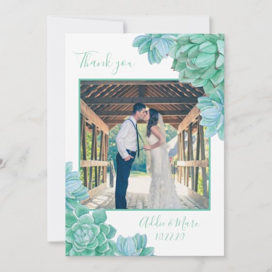 肉厚な結婚式の写真、感謝の気持ちを込めたカード + 備考欄付き サンキューカード (正面)