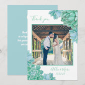 肉厚な結婚式の写真、感謝の気持ちを込めたカード + 備考欄付き サンキューカード (正面/裏面)