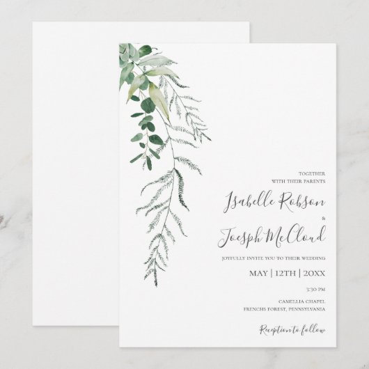 肉厚な緑 | カジュアルな結婚式の招待状 招待状 (正面/裏面)