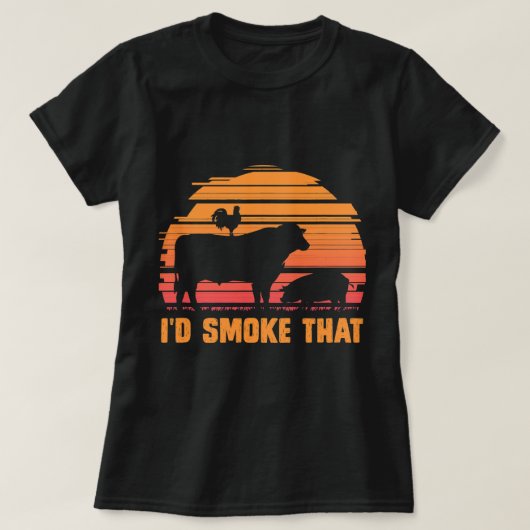 肉喫煙バーベキューシェフステーキグリルBBQ Tシャツ (デザイン正面)