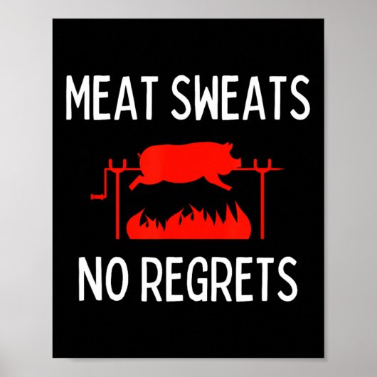肉好きには後悔なしTシャツ 面白い 豚 バーベキュー BBQ ポスター (正面)
