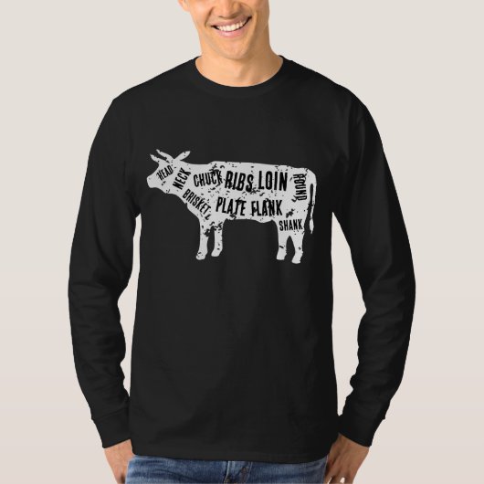 肉好きの肉切りダイアグラムシャツ Tシャツ (正面)