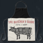 肉屋が牛肉の切り口を案内する エプロン<br><div class="desc">肉屋のガイド。牛肉の切り身。牛から牛肉の切り身をすべて見せるグリルのマスターに最適。</div>