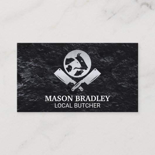 肉屋のナイフ | 動物のロゴメタル 名刺 (正面)