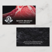 肉屋のナイフ |動物のロゴ |生肉 名刺 (正面/裏面)