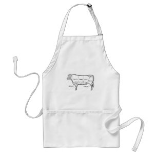 肉屋のビーフは図表、牛、肉屋、ステーキを切ります スタンダードエプロン